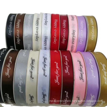 wholesale custom printed satin ribbon with logo for Christmas/Thanksgiving